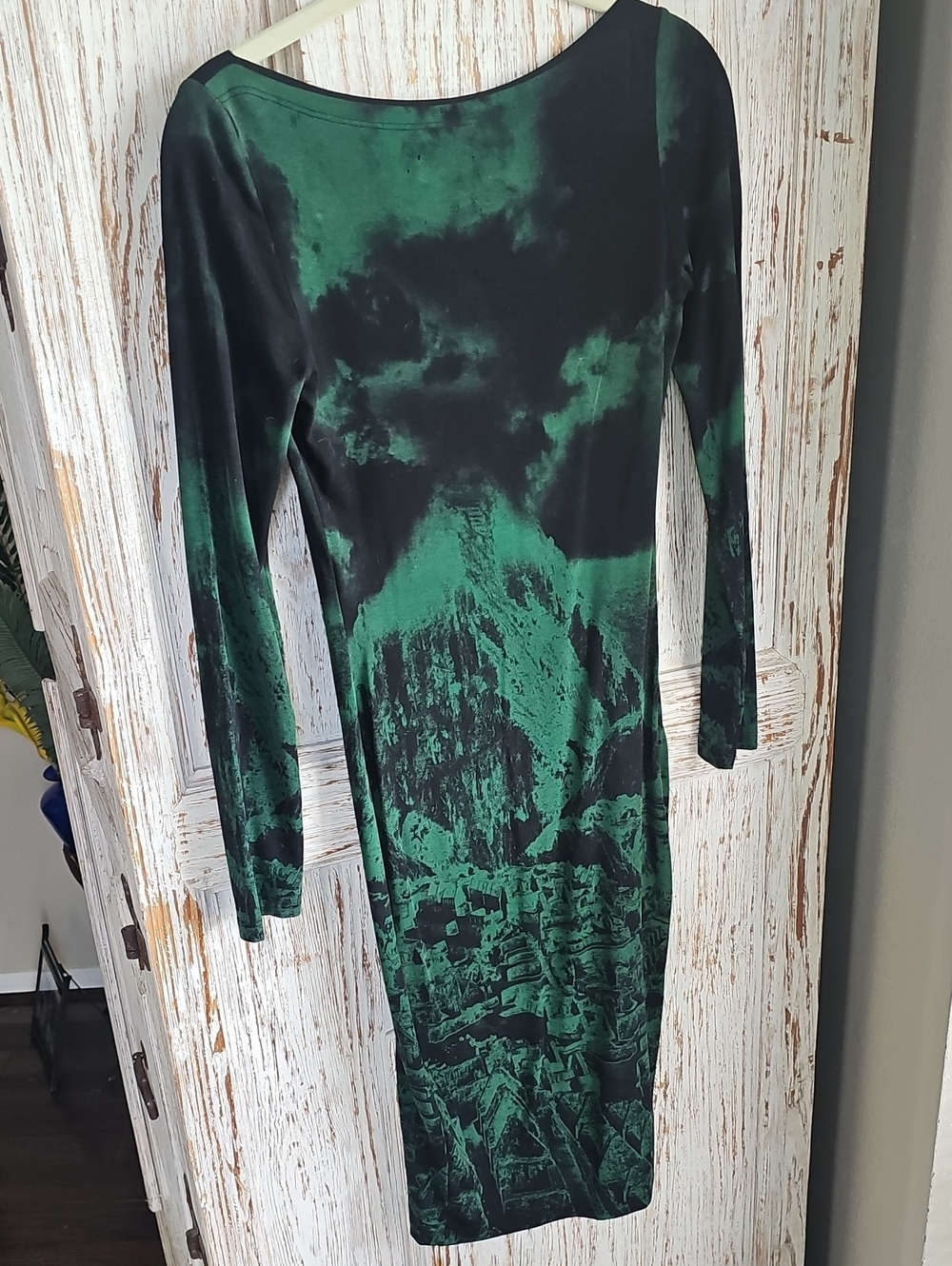 ISABEL DE PEDRO Women’s Green and Black Long Sleeve Bodycon Dress - SIZE 4